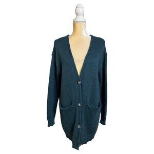 Las Pepas Green Cardigan Sweater Size M/L Button Front Knit
